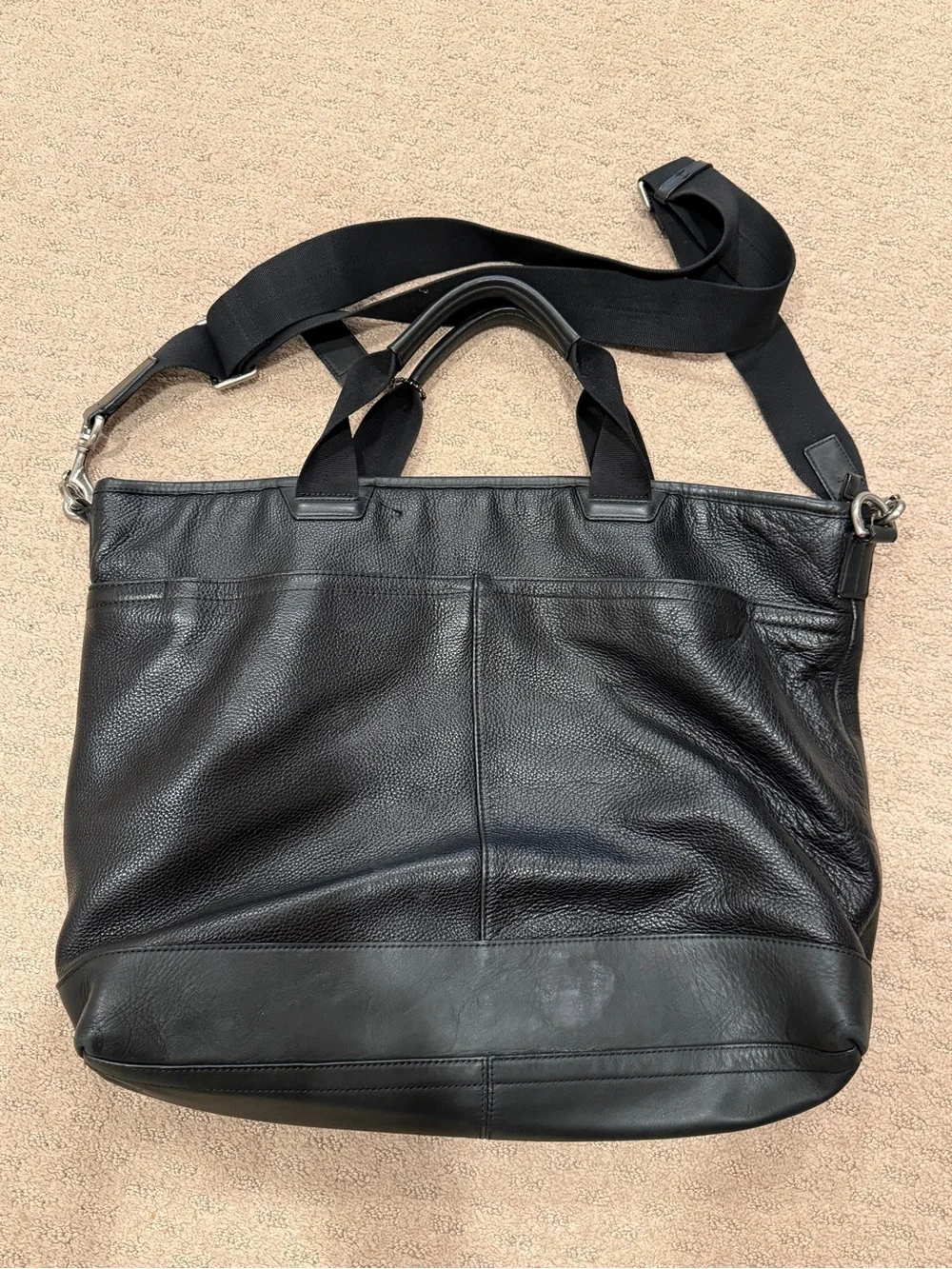Coach Black Leather Laptop Briefcase with Shoulder Strap